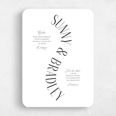 White Rounded Wedding Invitation - Lark Classic