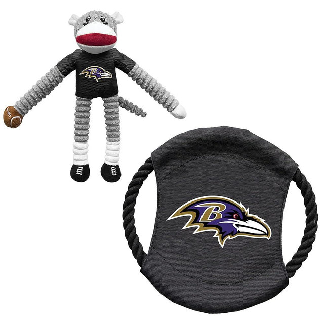Littlearth NFL Unisex NFL Sock Monkey and Flying Disc Pet Toy Combo Set