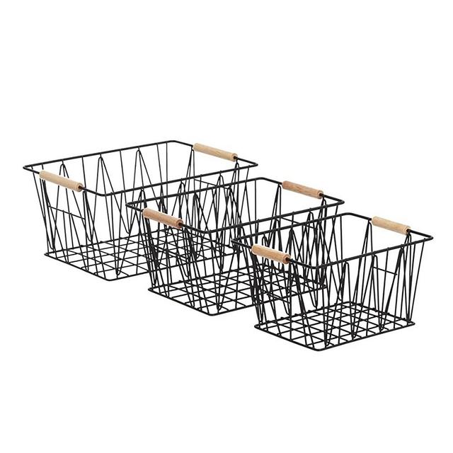 AmazonBasics Wire Storage Baskets - Set of 3, Black