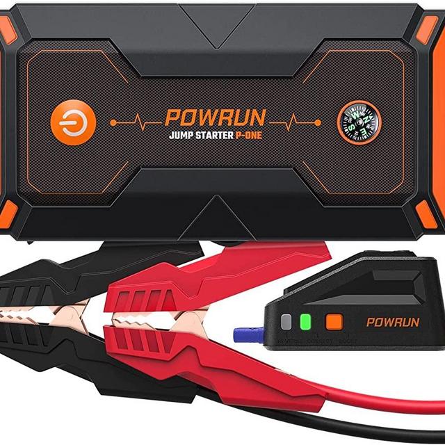 Powrun P-ONE Jump Starter, 2000A Portable Jump Starter Box - Car Battery Booster Pack for up to 8.0L Gas and 6.5L Diesel Engines, 12V Battery Jump Starter with LCD Display (Orange)