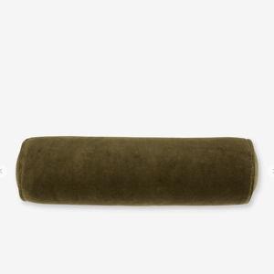 Sabine Olive Velvet Bolster Pillow