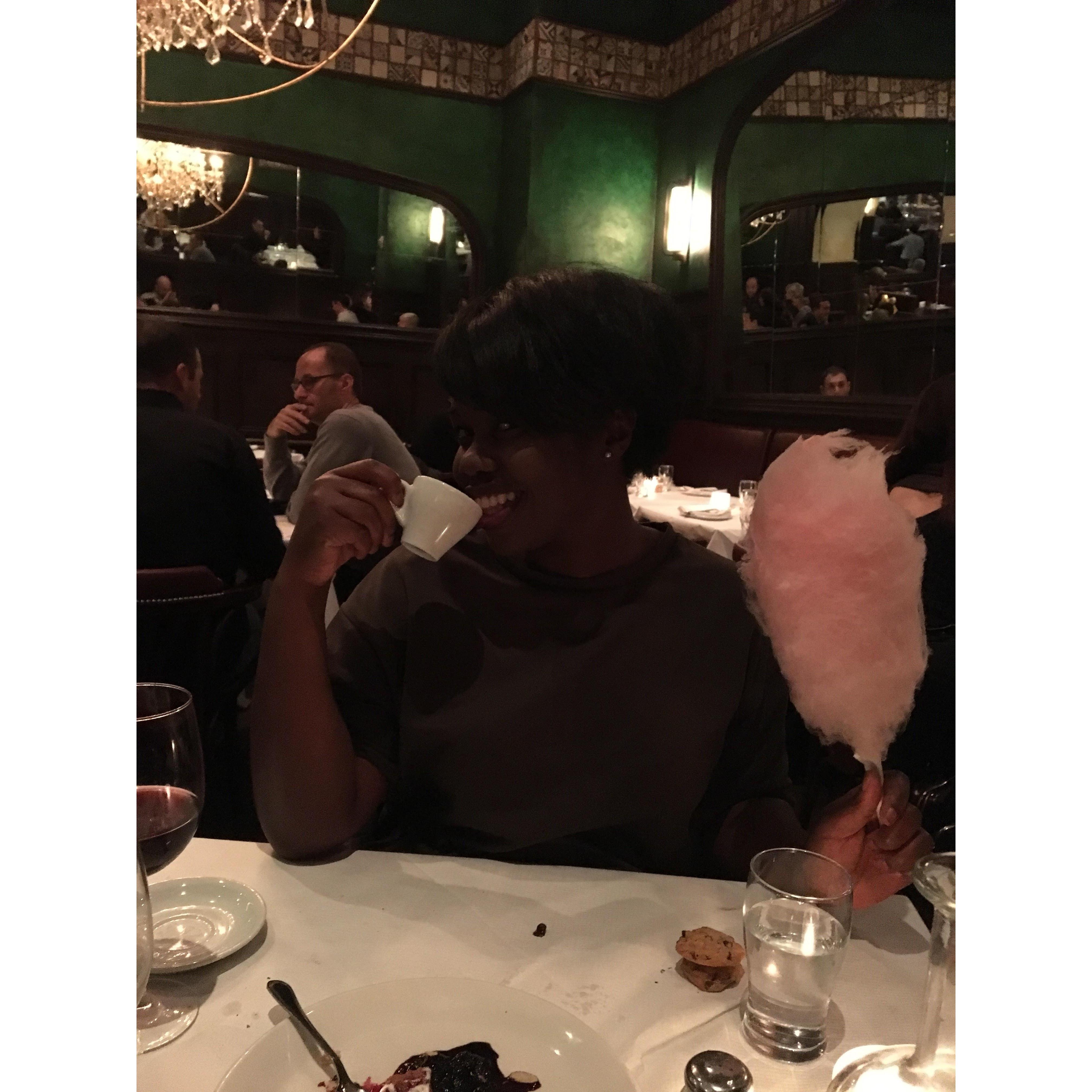 Dinner at the Florian restaurant for one of their first dates, which was also Alesa's 31st birthday.