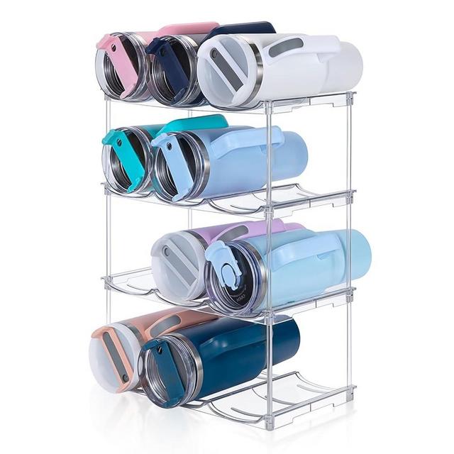 Stackable Water Bottle Organizer for Stanley 40 oz Tumbler, Water Bottle Holder for Cabinet, Pantry Kitchen Organizers and Storage for Stanley Cup Accessories, Tumbler Organizer and Wine Rack, 4Pack