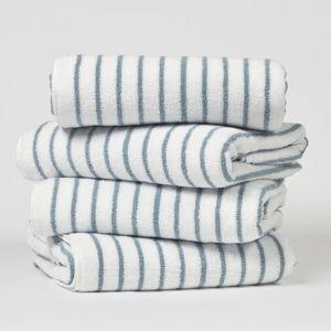 4 Pack Cotton Cabana Stripe Beach Pool Towels (Set of 4) - Light Blue