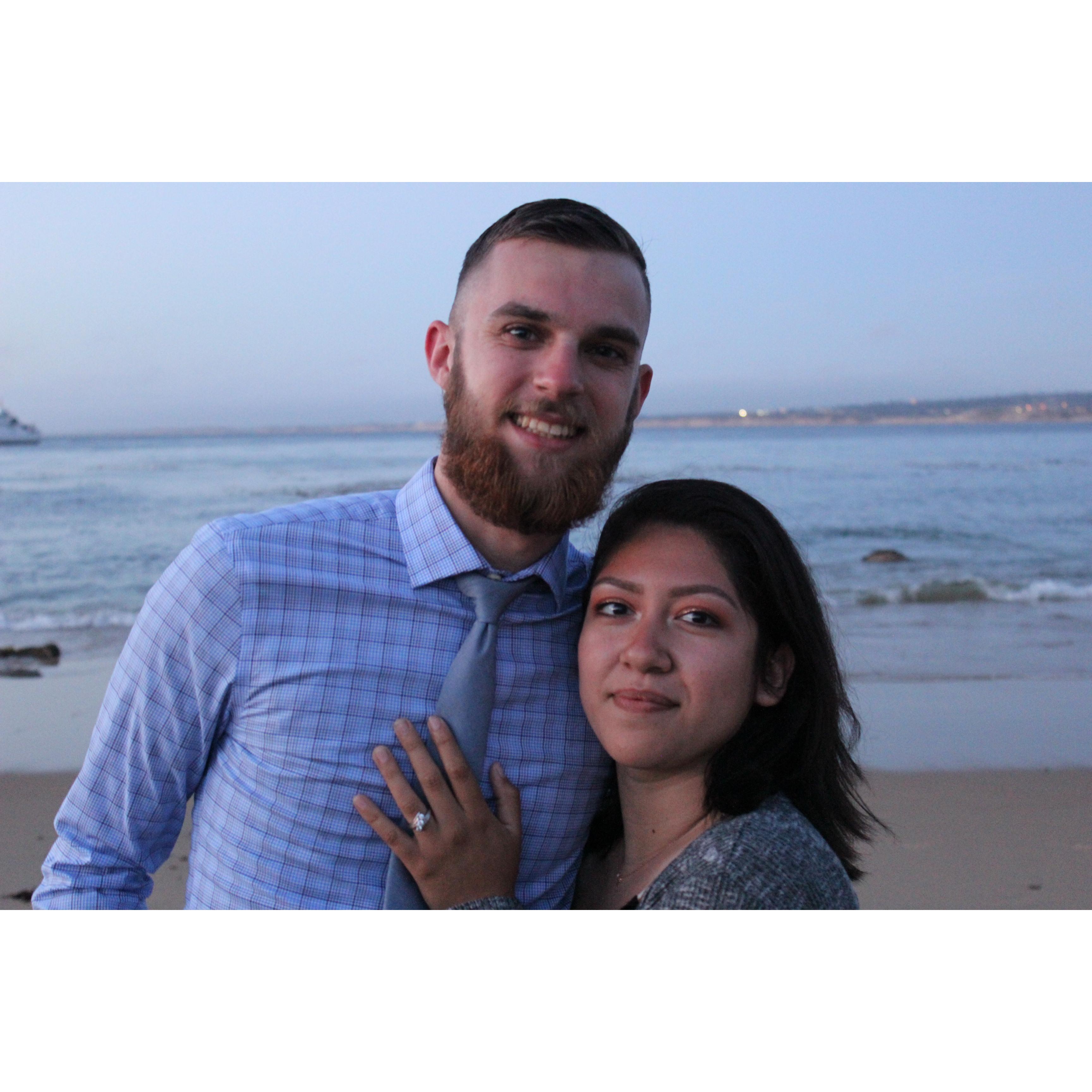 Our first "unofficial" engagement picture taken by our brother Mason, at the beach near Coast Guard Pier!