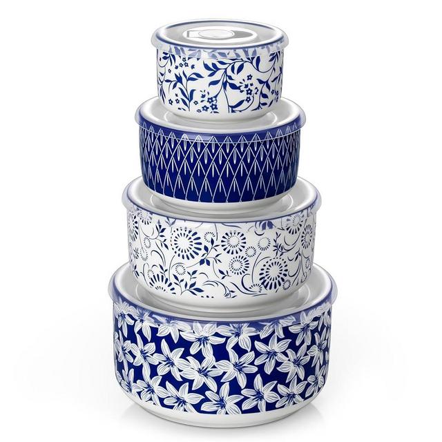 vancasso Ceramic Nesting Bowls with Lids Set of 4, Serving Bowls for Food Storage, Prep Bowl, Ceramic Bowl for Kitchen, Microwave & Dishwasher Safe, 60+36+20+10 Oz, Series SELENE