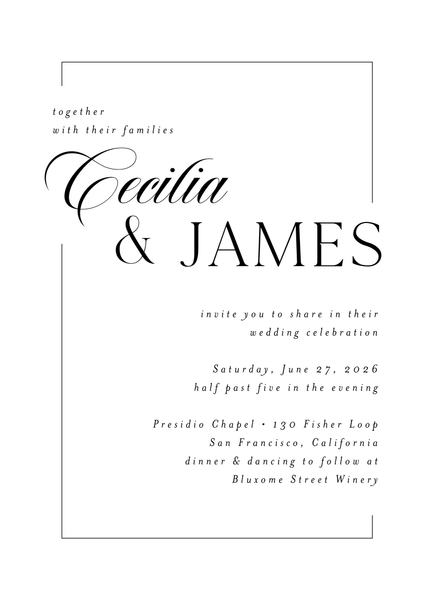 Carulas Portrait | White | Zola Wedding Invitations