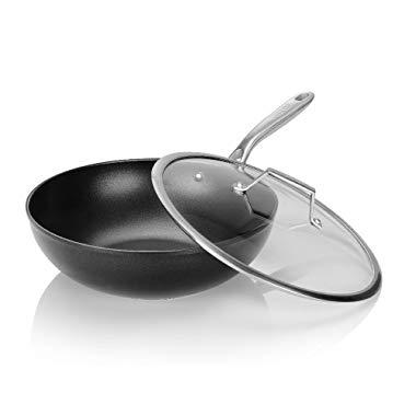 TECHEF - Onyx Collection, 12" Wok/ Stir-Fry Pan with Glass Lid, Coated with New Teflon Platinum Non-Stick Coating