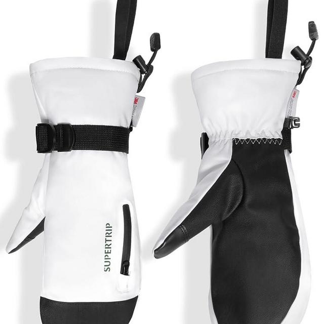 Supertrip Ski Mittens Men Women, Waterproof Snowboard Mittens Gloves Touch-Screen Anti-Slip Snow Mitts 3M Thinsulate, Warm Insulated in Cold Weather Winter