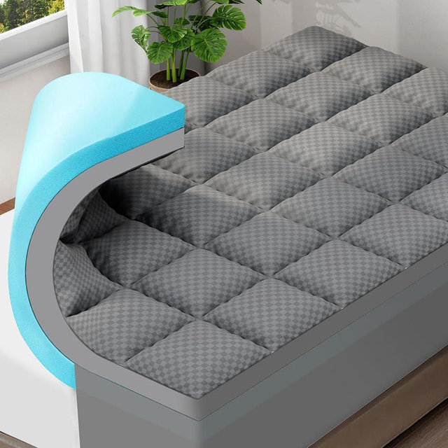OLANLY Dual-Layer 4 Inch King Size Memory Foam Mattress Topper for Back Pain, 2 Inch Cooling Pillow Top Mattress Pad Cover and 2 Inch Gel Memory Foam Topper, Deep Elastic Pocket, Grey