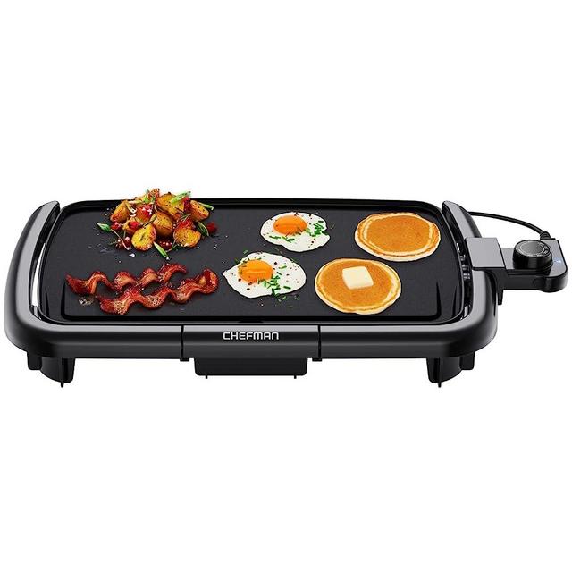 Chefman Electric Griddle with Removable Temperature Control, Immersible Flat Top Grill, Burger, Eggs, Pancake Griddle, Nonstick Easy Clean Cooking Surface, Slide Out Drip Tray, 10 x 16 Inch
