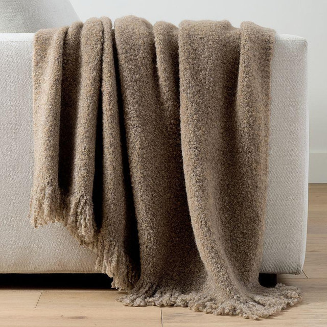 Boucle Knit Throw, Mocha, 50" x 60"