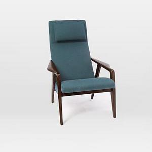 Contour Mid-Century Chair, Twill, Teal