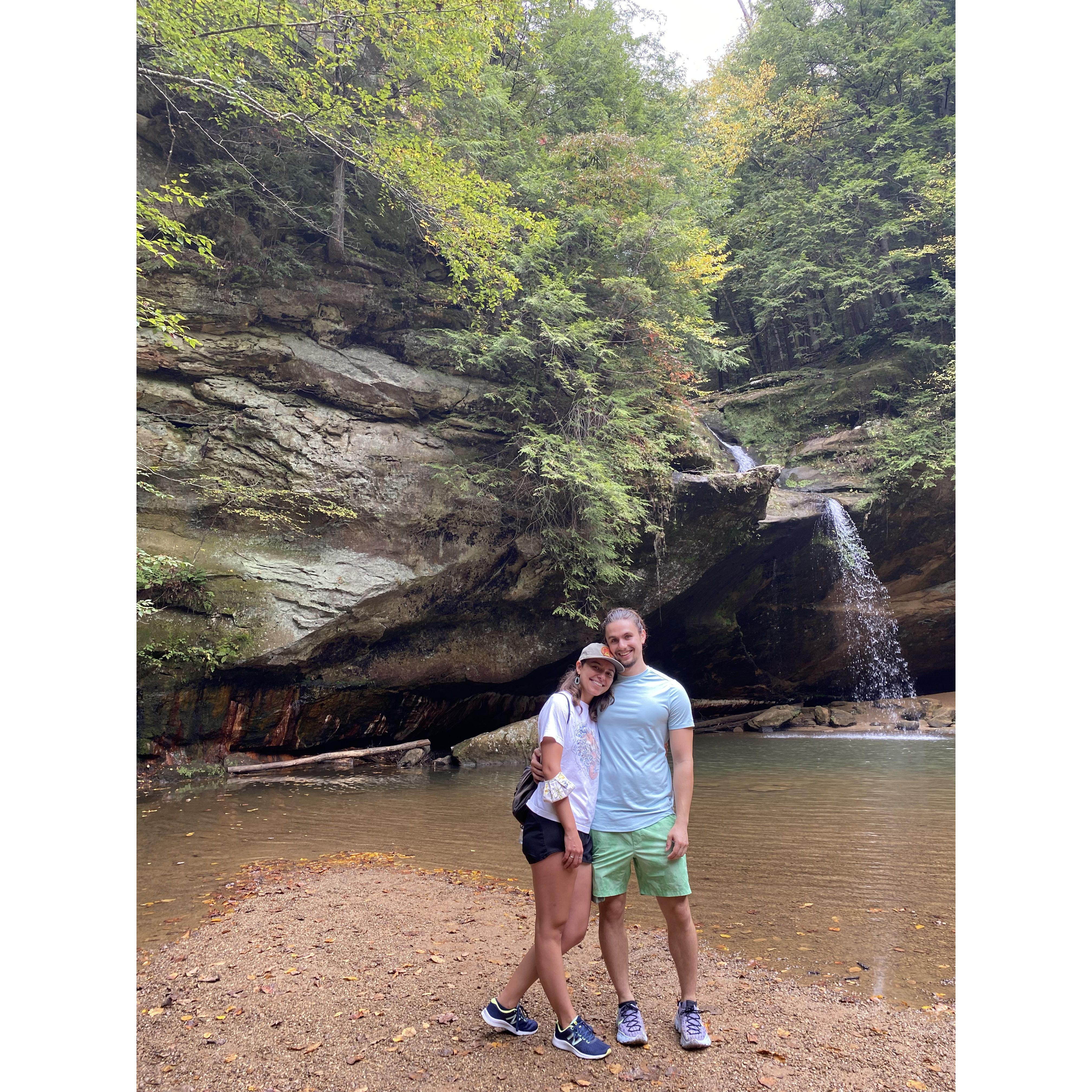 Hiking at Hocking Hills, OH.