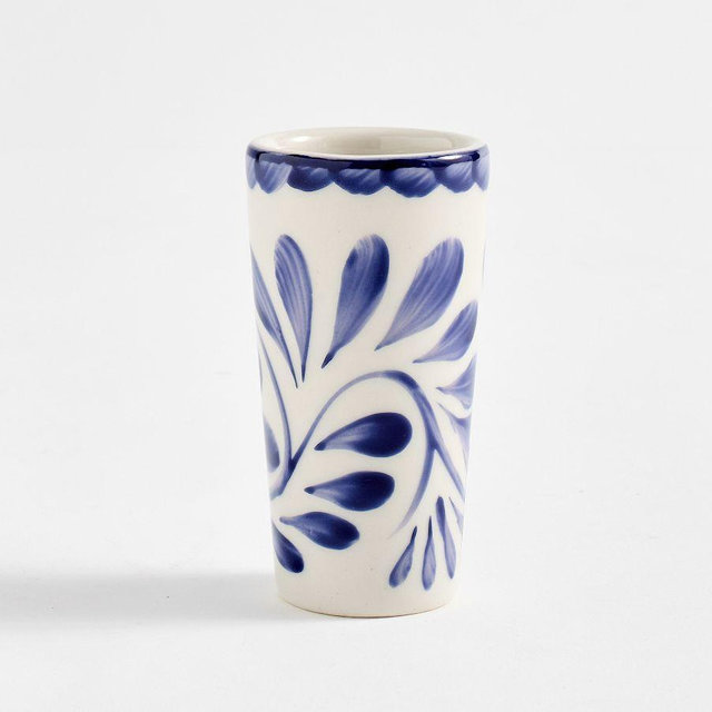 Puebla Porcelain Shot Glasses, Set of 4 - Blue/White