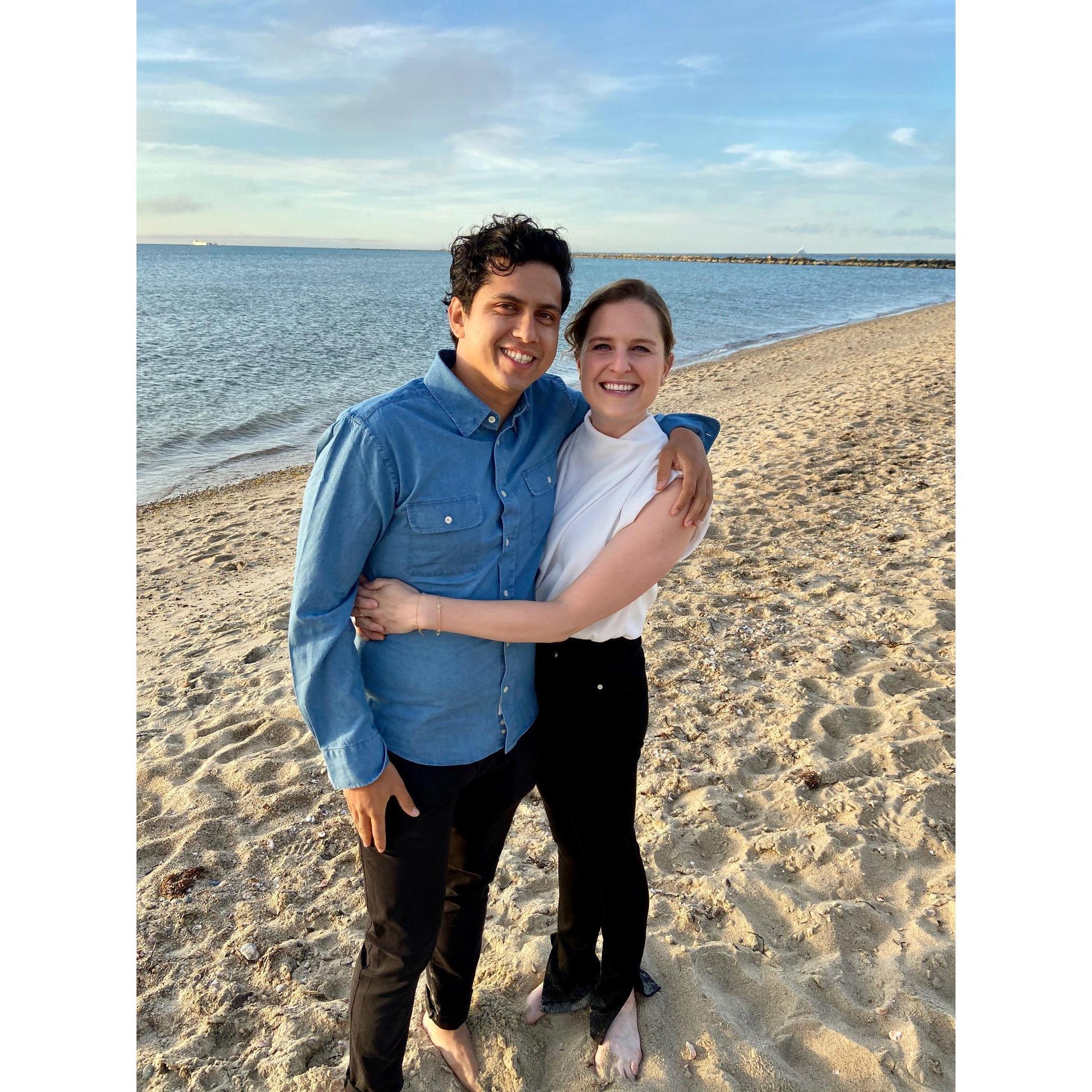 One year anniversary on Jetties Beach in Nantucket