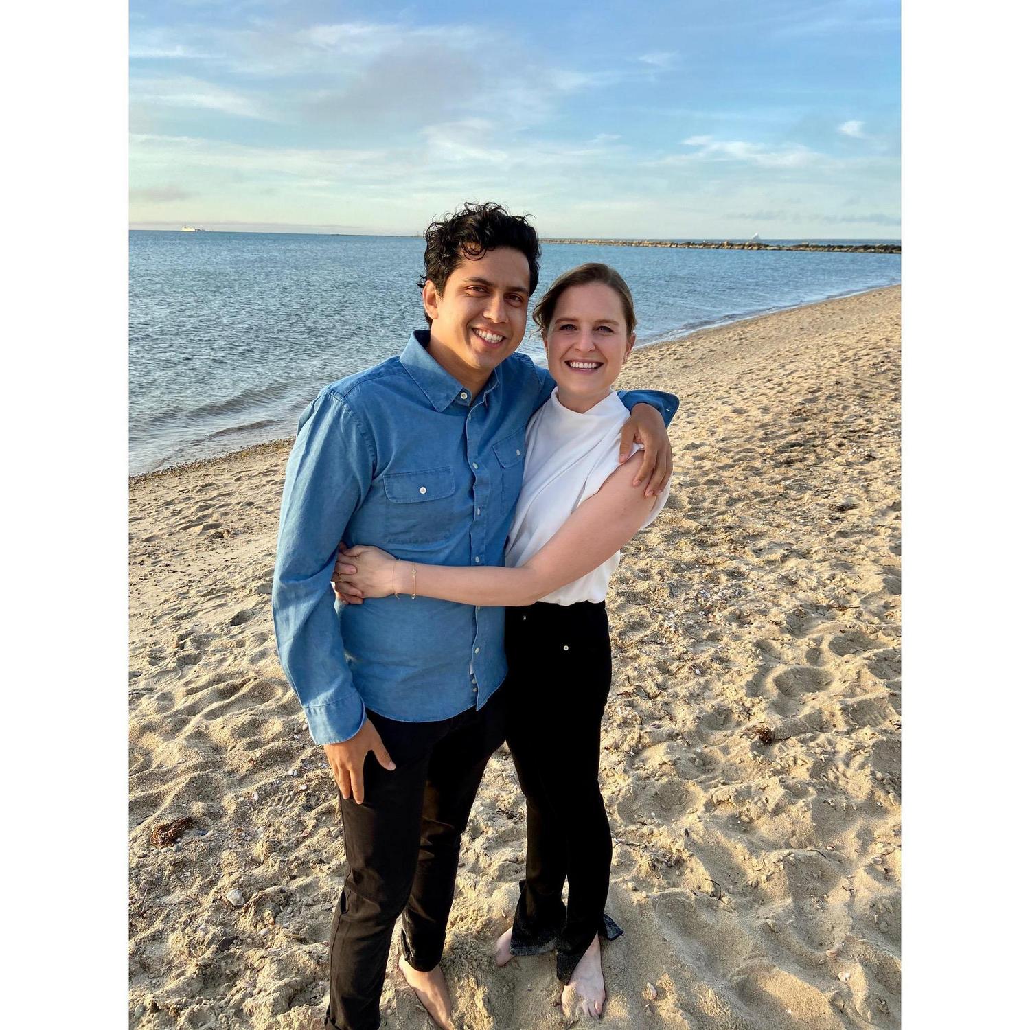 One year anniversary on Jetties Beach in Nantucket