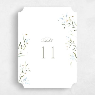 White Ticket Wedding Table Number - Pero