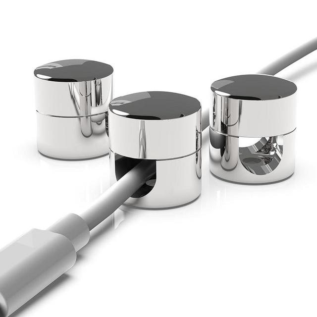 ICONIT Cable Anchors for Desk Organization | Premium Aluminum Cord Organizers | Charger + Cable Management Clips for Home & Office | Stylish, Sturdy, & Functional | (3 Pack) (Silver)