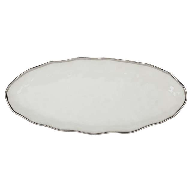 Certified International Regency Oval Fish Serving Platter Silver