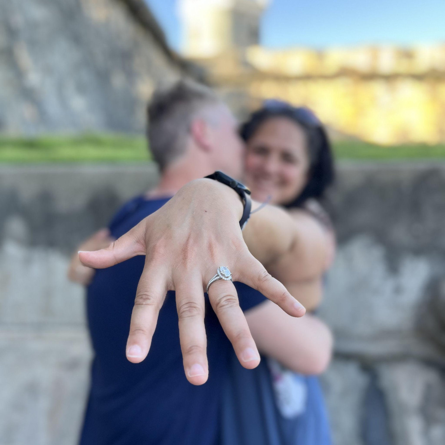 Showing off the bling at the El Morro in PR