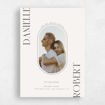 Light Oatmeal, Beige Wedding Invitation - Falcon Photo
