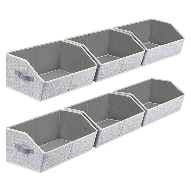 homsorout Closet Basket, Trapezoid Storage Bins with Handles, 6 Pack Storage Baksets for Organizing, Foldable Storage Bins for Shelves, Linen Closet Organizers and Storage Baskets for Home, Blended