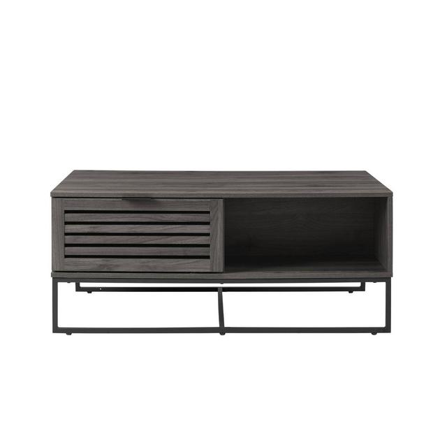 42" Modern Slat Door Coffee Table Slate Gray - Saracina Home