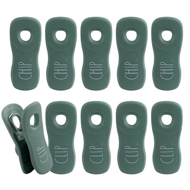 Rae Dunn Bag Clips with Magnet - Chip Clips, Food Storage with Air Tight Seal Grip for Bread, Snack and Food Bags, Pack of 10, Sage