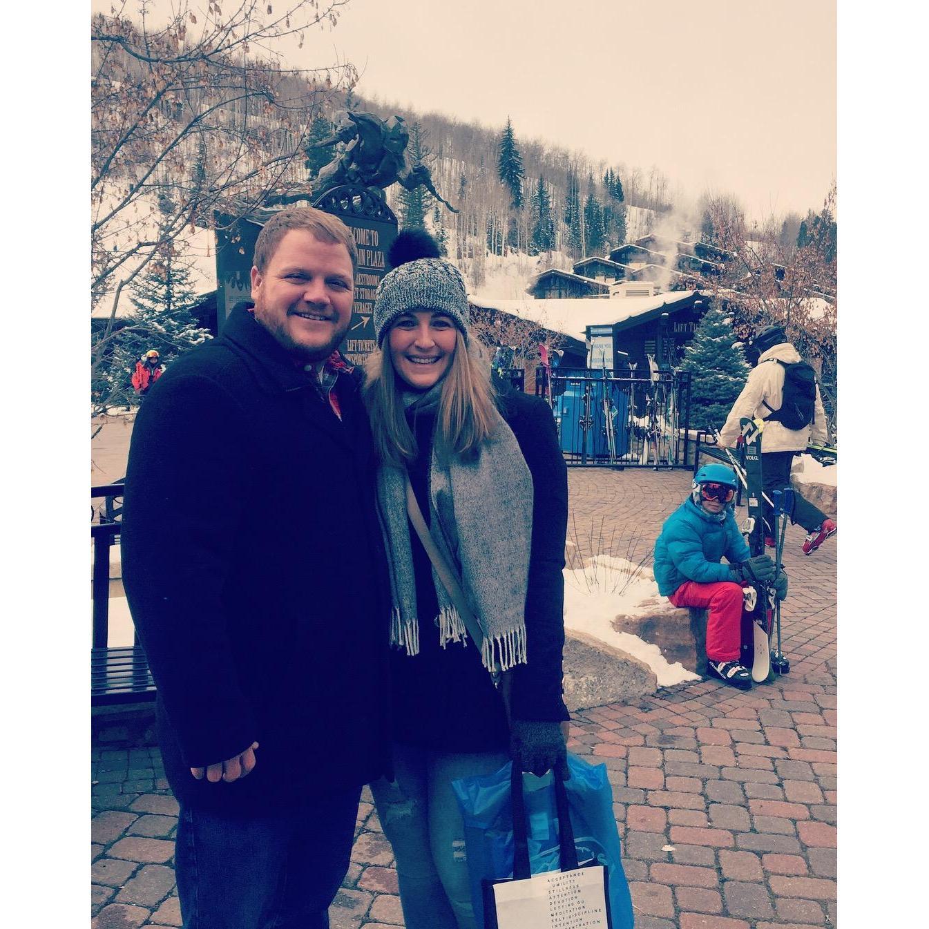 Taking a break from skiing in Vail to do a little shopping!