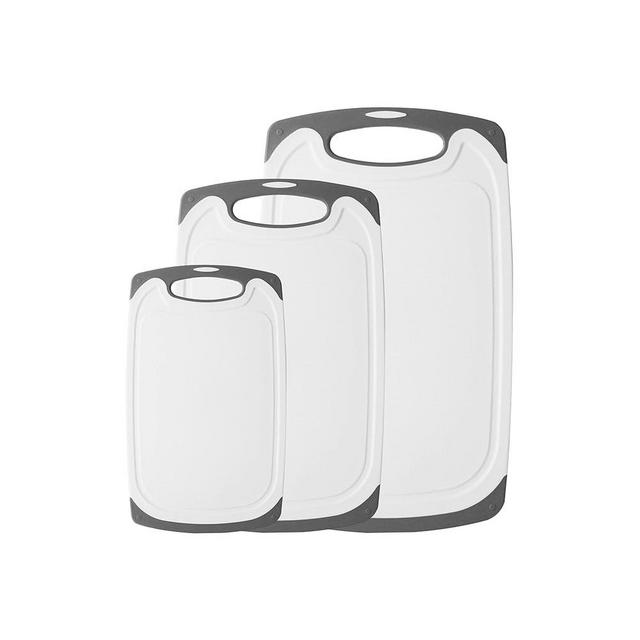 Tagliere Kitchen Cutting Board Set, BPA-Free Kitchen Plastic Cutting Board 3-Piece Set with Easy-Grip Handles and Non-Slip Bottom for Cutting Fruits, Vegetables, Fish and Meat (Grey)