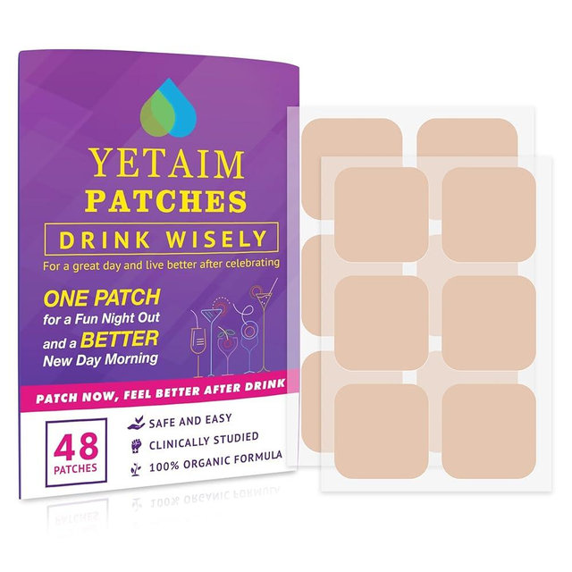 YETAIM Recovery Patches for Men Women: Energy Boost Fast Recovery - Day Night Party Support - Apply on Arm Neck Wrist Back for Party Fun Morning Revival - Fresh Green (Purple, 48 Patches)