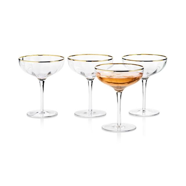 Martha Stewart Collection Clear Optic Coupe Glasses with Gold-Tone Rims, Set of 4, Created For Macy's