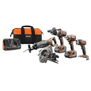 18-Volt Lithium-Ion Cordless 5-Tool Combo Kit with (2) 4.0 Ah Batteries, 18-Volt Charger, and Contractor's Bag