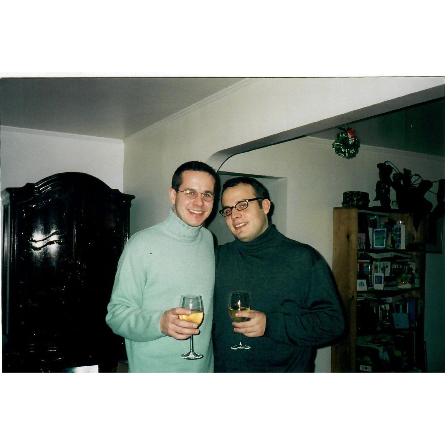 Our first New Year's Eve (turtlenecks were a thing)