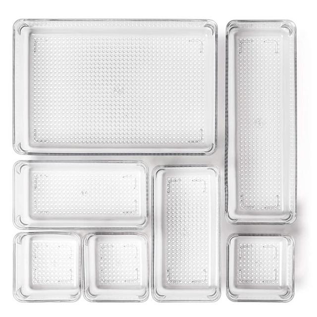 HomeDeconizer 7-Piece Premium Quality Desk Drawer Organizer for Makeup,Vanity, Office, Bathroom, Kitchen,Pantry| Multi-Purpose Storage | Durable | Easy to Clean | BPA-Free