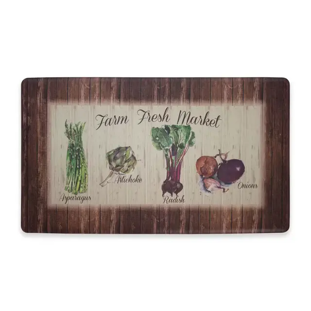 Chef Gear Farm Market Border Gelness 20-Inch x 32-Inch Anti-Fatigue Kitchen Mat in Brown