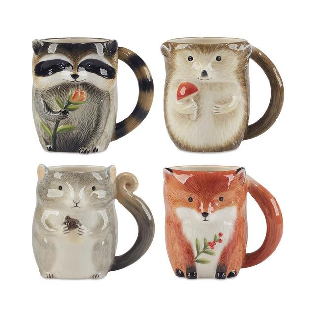 Certified International Woodland Critters 3-D Mugs, Set of 4