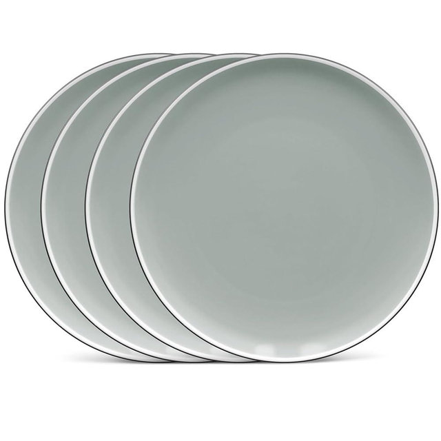 Noritake ColorTrio Graphite Set of 4 Coupe Dinner Plates, 11"