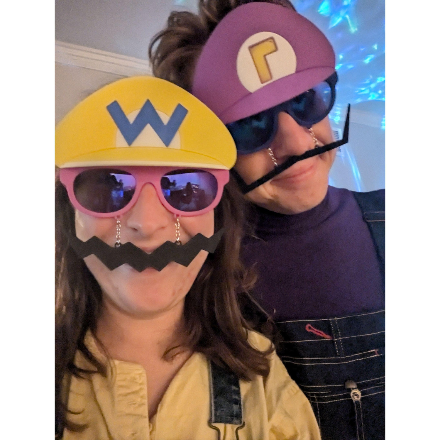 Grace (Wario) and Karl (Waluigi) at a friend's Super Smash Brothers themed birthday party.