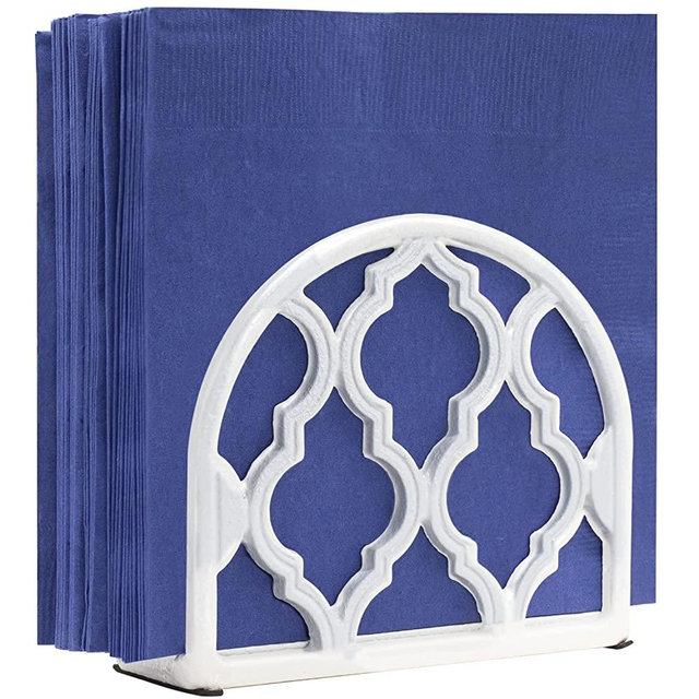 Blue Donuts Napkin Holder - Classic Napkin Holders for Tables, Dining Table Napkin Holder, Kitchen Organization (White)