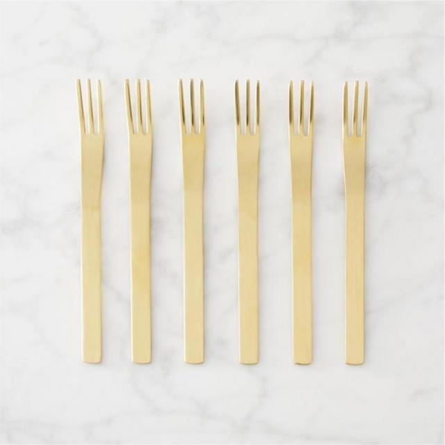 Set of 6 Mini Gold Cocktail Forks