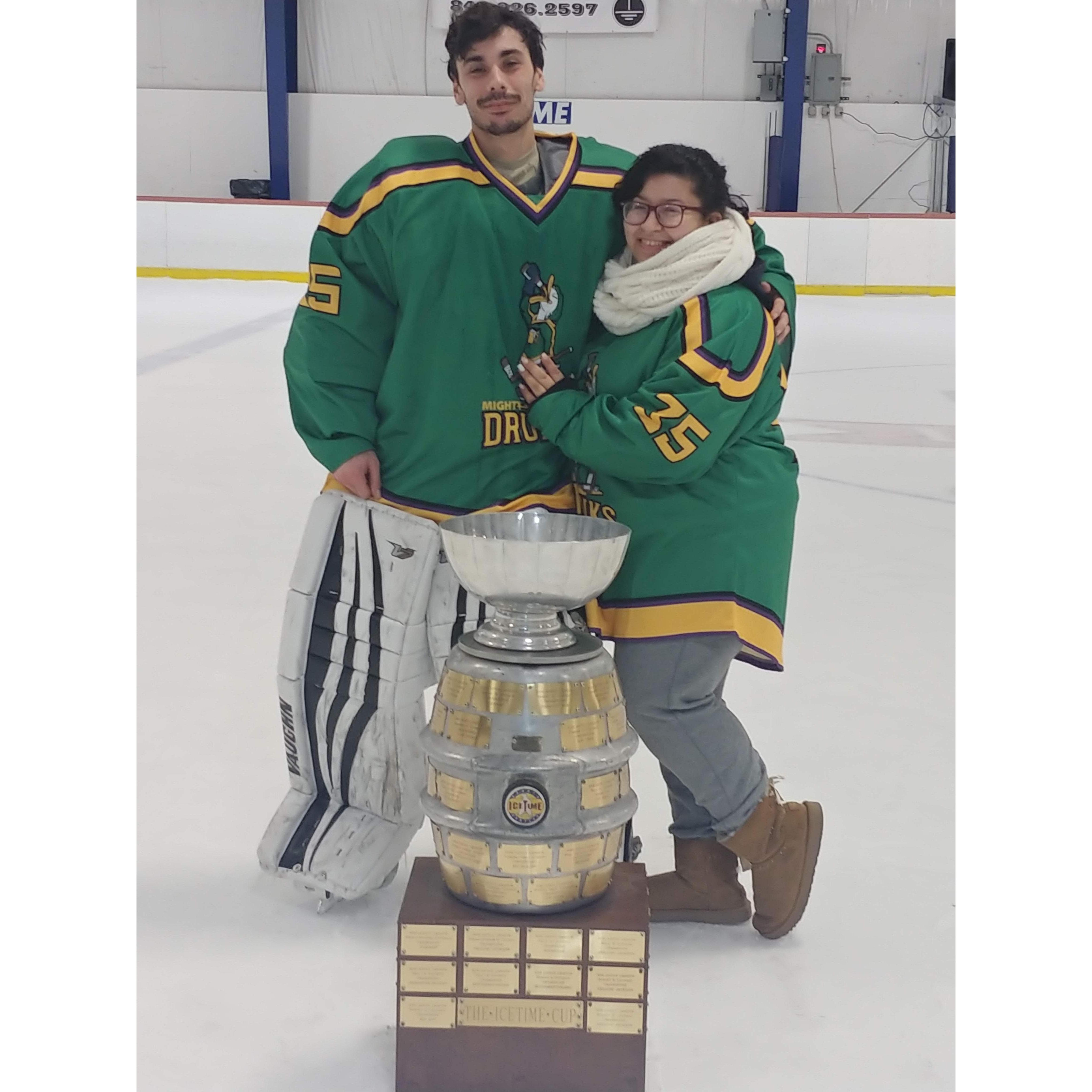 The Mighty Drunks win the Championship! this is the night Chris decided to propose to Idi on Christmas Eve, making this our LAST picture of dating before engagement!
(December 2019)