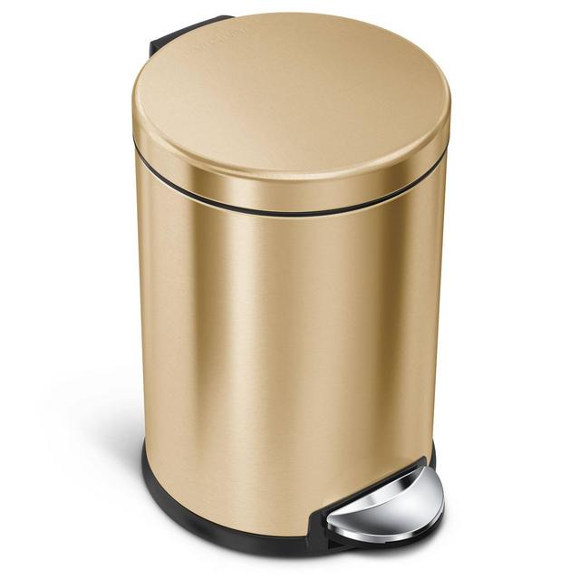 4.5L Stainless Steel Round Trash Can Brass - Simplehuman