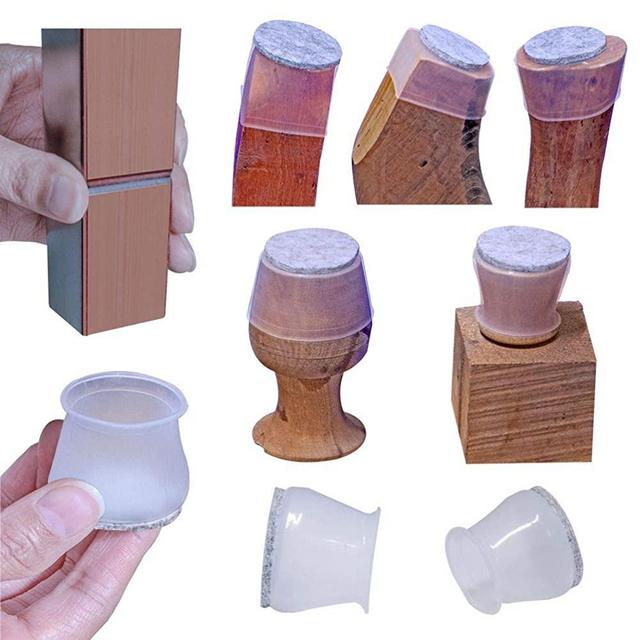 High transparency Chair Leg Covers, Felt Bottom Soft Silicone Furniture Foot Protector Pads, 16 Pcs Free Moving Table Leg Covers, Stool Leg Protectors Caps to Prevent Floor Scratches and Reduce Noise.