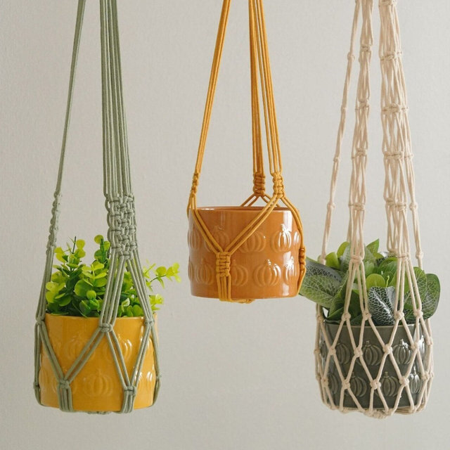 Tassel Free Plant Hanger, Gardener Gifts, Macrame Tassel Free, Hanging Plant Hanger, Home Office Decor, No Tassel Planter, Plant Holder I15