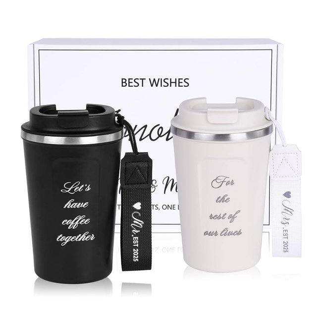 Tonoler Mr and Mrs Gifts 2025, Stainless Steel Insulated Coffee Mug, Wedding Gifts for Couples Newlyweds, Engagement Gifts Bride and Groom Gifts Newly Wed Gifts Bridal Shower Gifts -12 Oz