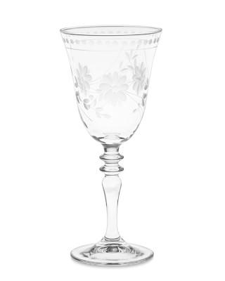 Vintage Etched Wine Glasses, Set of 4