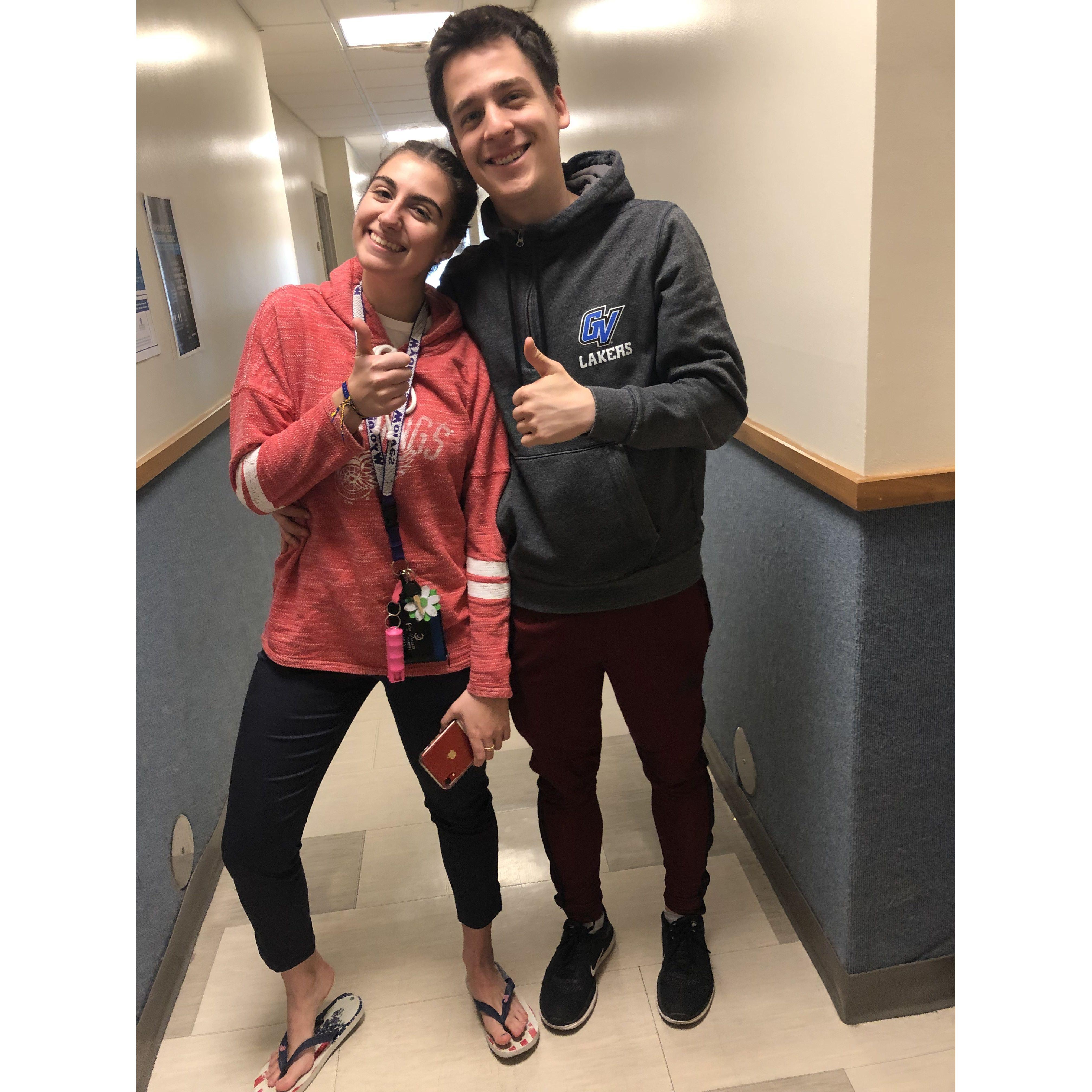 March 2019 - Getting to know each other while living in the dorms during our first year at GVSU