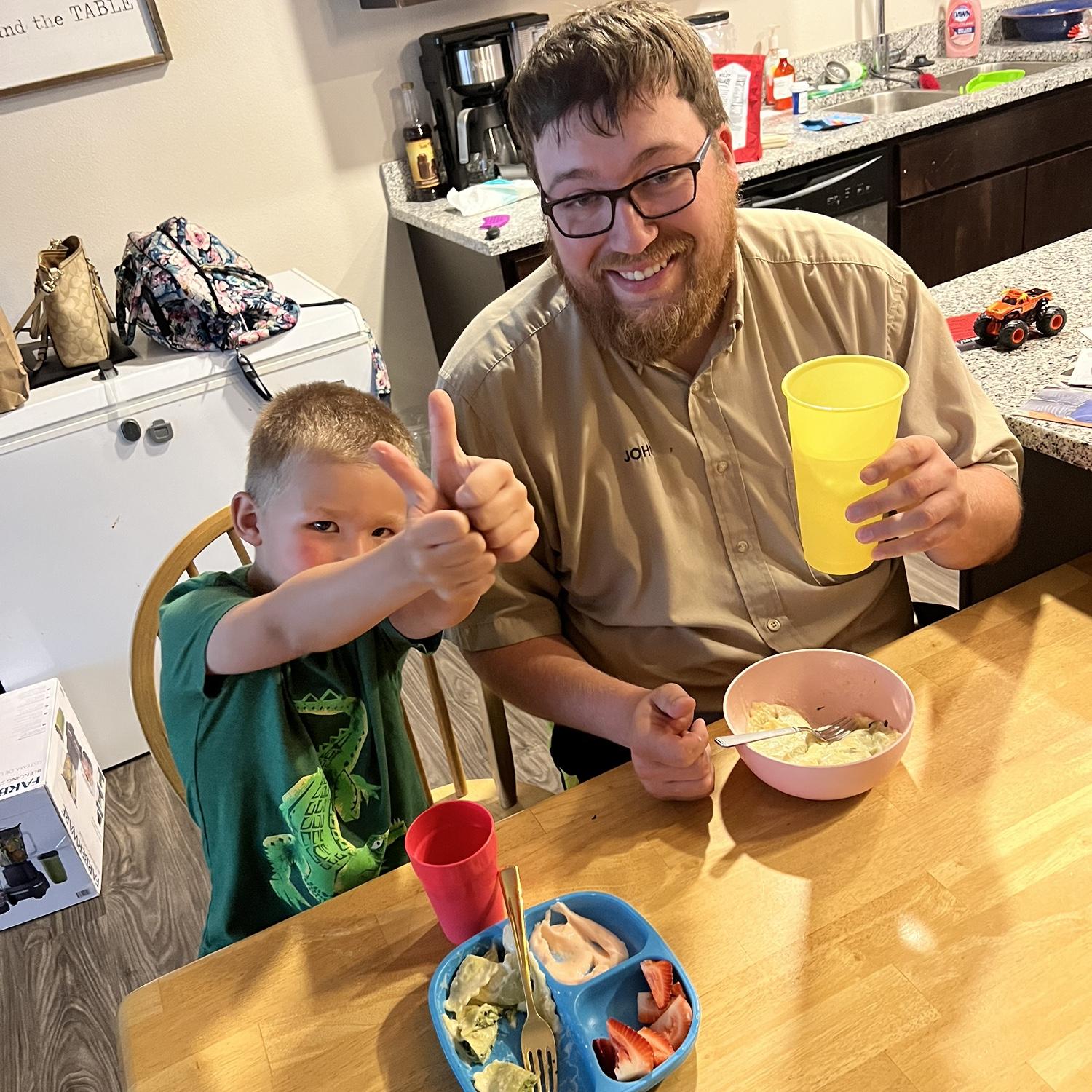 Family dinner - the picky boys approved!